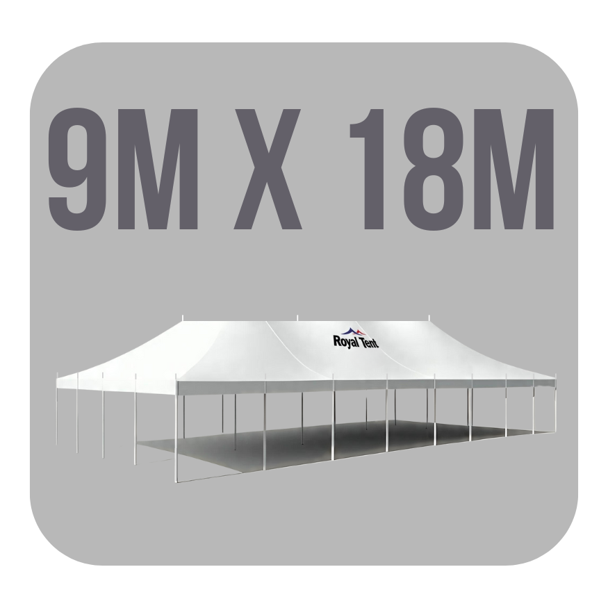 Graphic of a 9m x 18m stretch tent layout