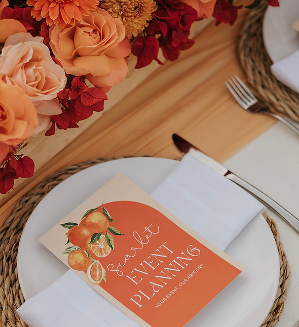 Styled table setting with florals and menu card