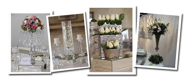 A collection of elegant floral centrepieces for events.