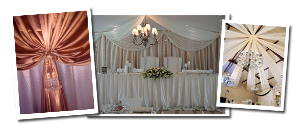 Three styles of elegant fabric draping for event decor