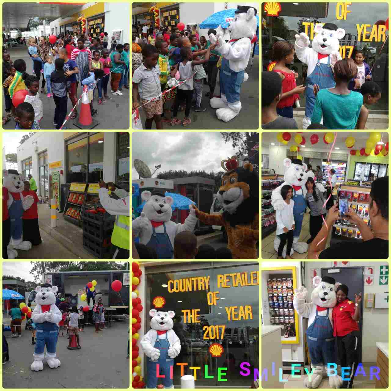 Children interacting with mascots at a lively event