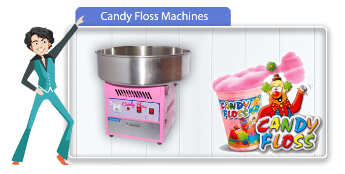 Image of a candy floss machine with a vibrant design
