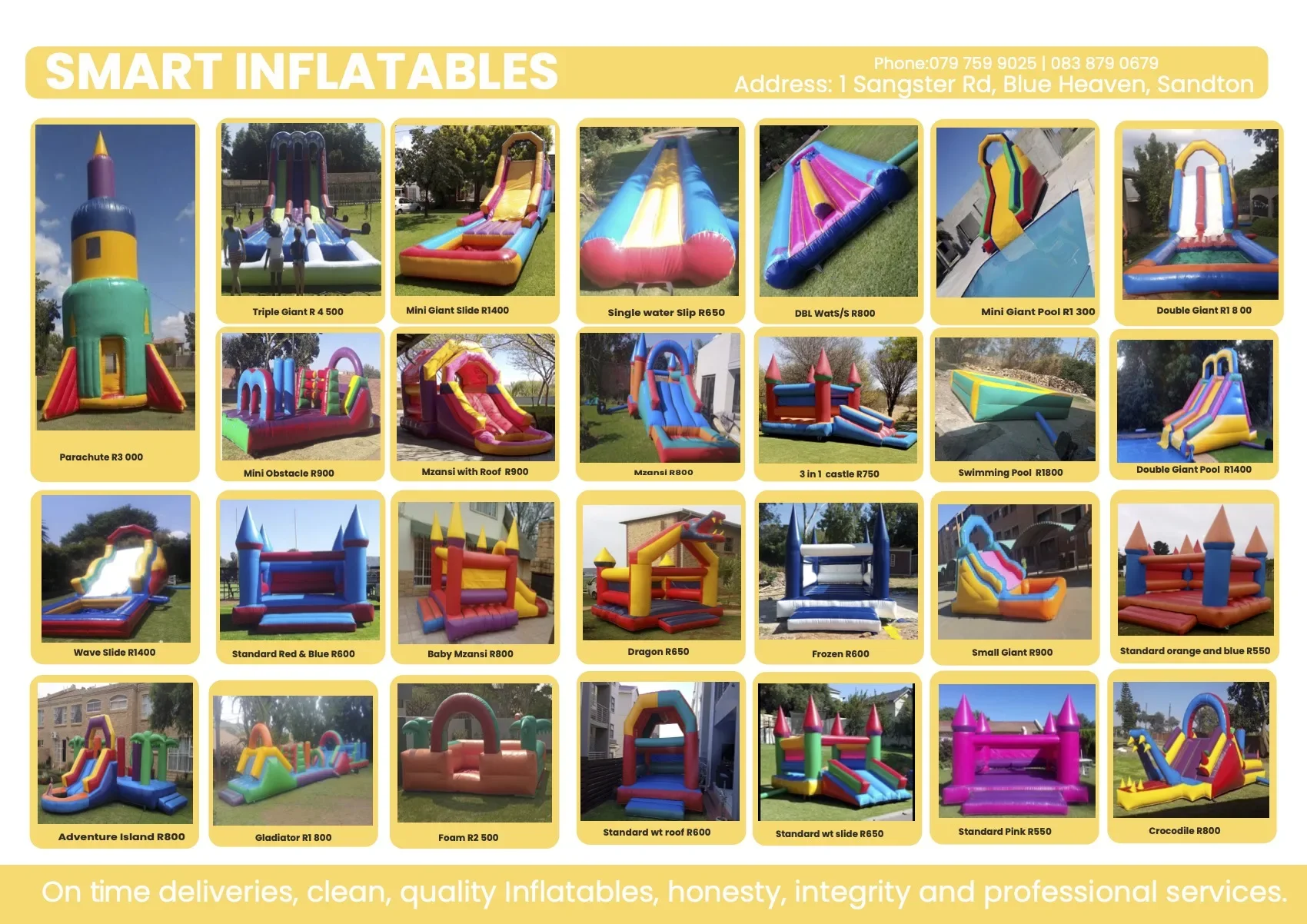 smart inflatables – Mini Giant Water Slide, Mzansi Jumping Castle, Crocodile Jumping Castle, Water Slip & Slide, Space R cover image
