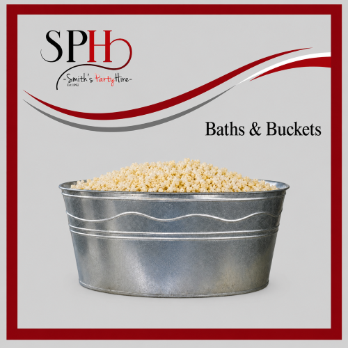 Metal bucket filled with decorative filler