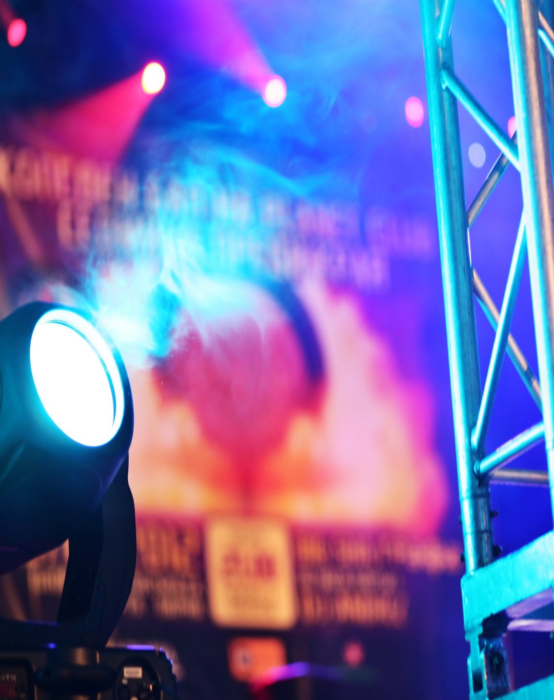 Bright stage light casting vibrant colors