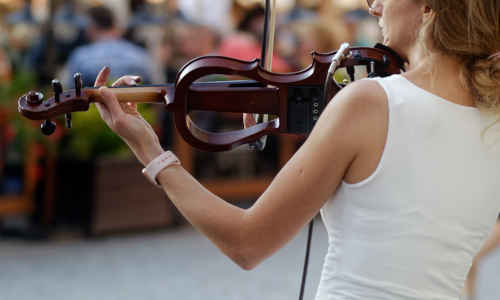 Musician playing a violin at an event