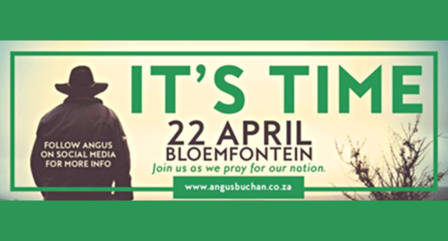 Graphic announcing 'It's Time' event in Bloemfontein