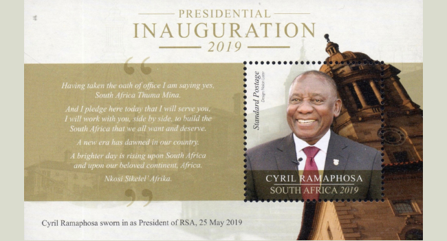 2019 Presidential Inauguration stamp featuring Cyril Ramaphosa