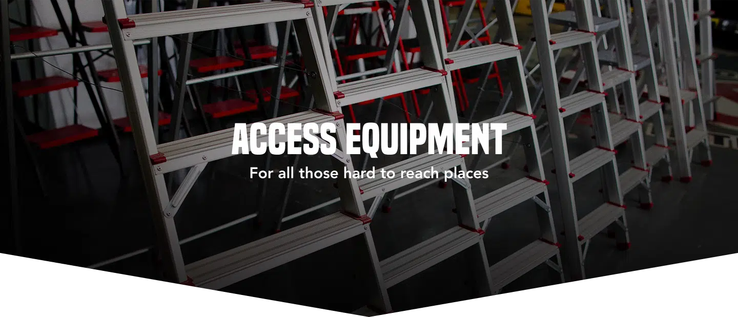 Display of access equipment ladders in storage