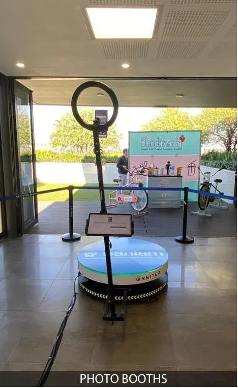 TGV Orbiter Booth setup with branding and props