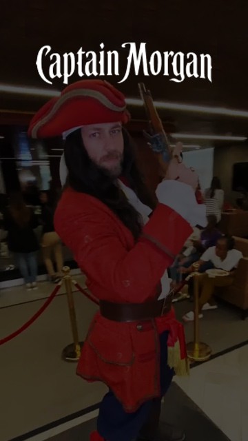 A performer dressed as a pirate at an event