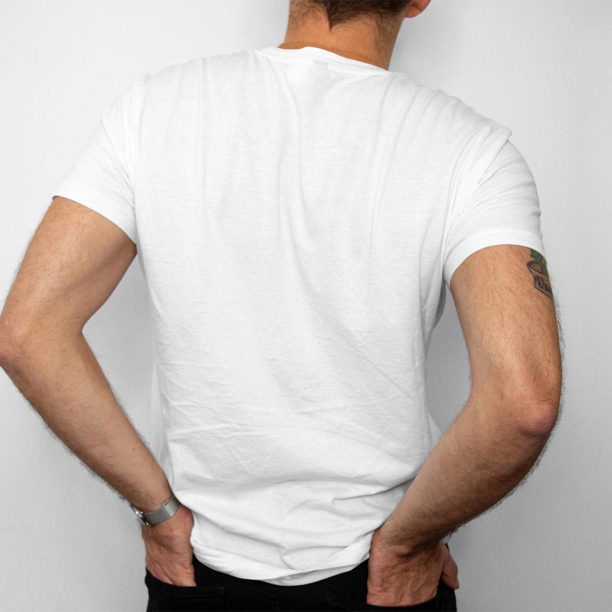 Plain white t-shirt from behind