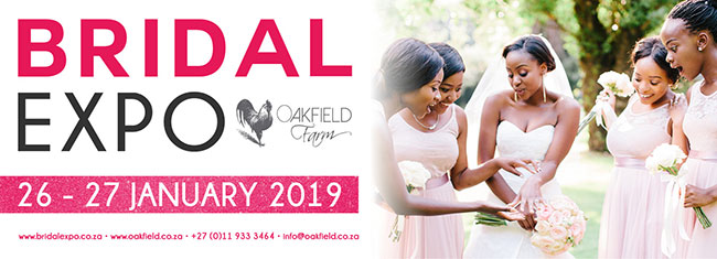 Bridal Expo banner with event dates and bridesmaids