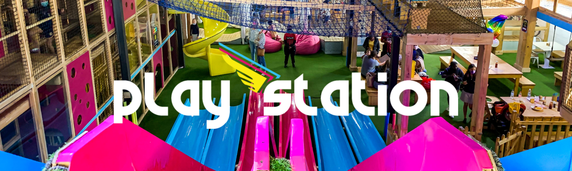 Bright play equipment at Play Station in Cape Town