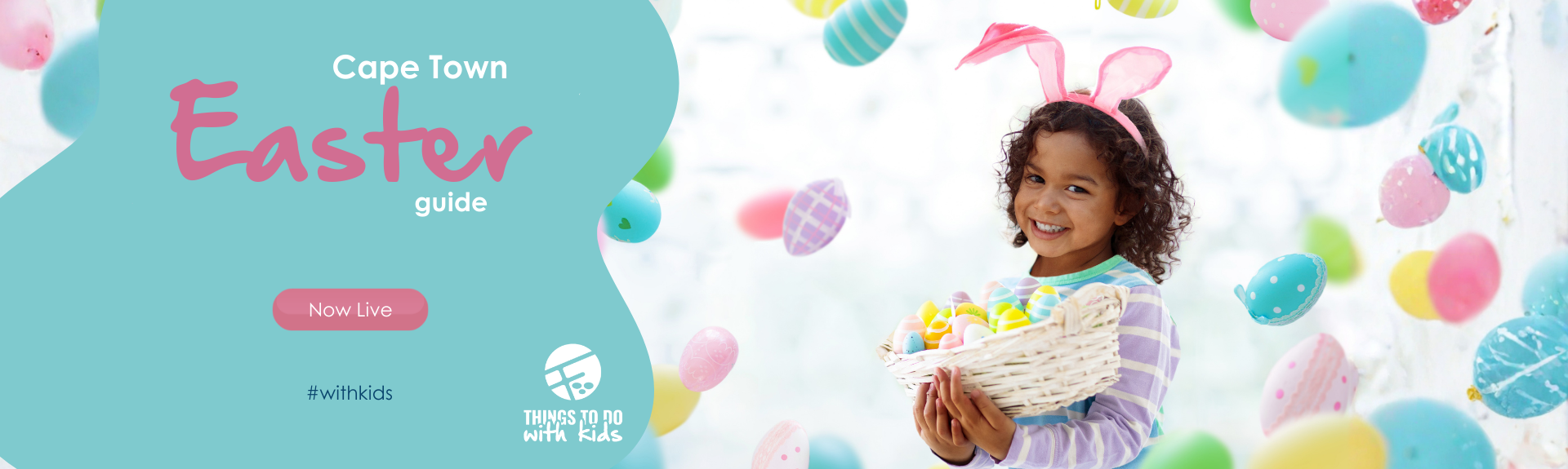 Child holding a basket of Easter eggs with colorful decorations.