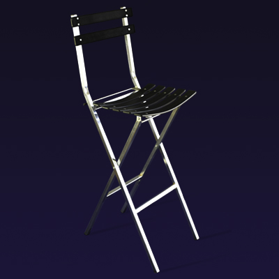 Black folding bar stool with a silver frame