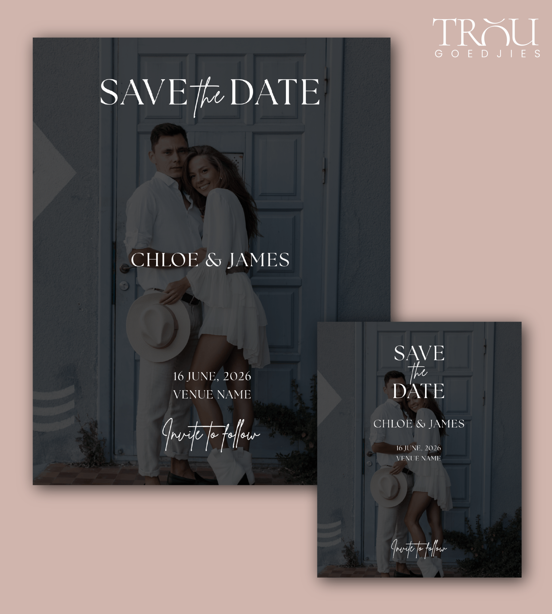 Save the date invitations for Chloe and James
