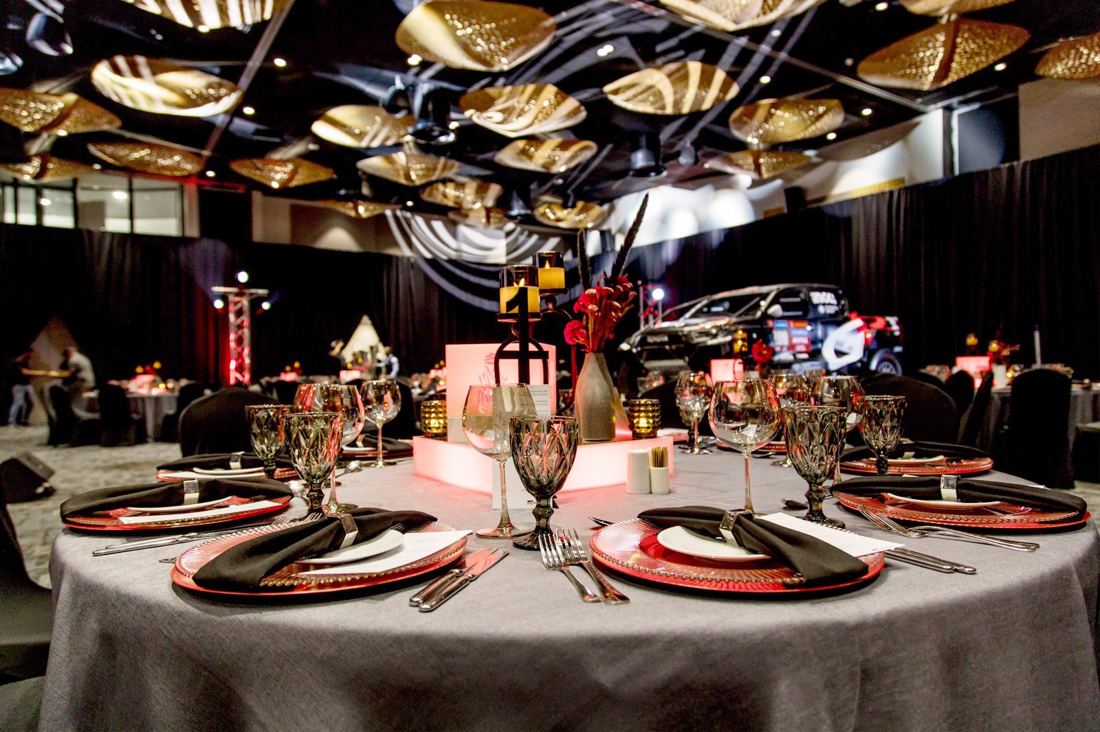 Elegant table setting with glasses and cutlery