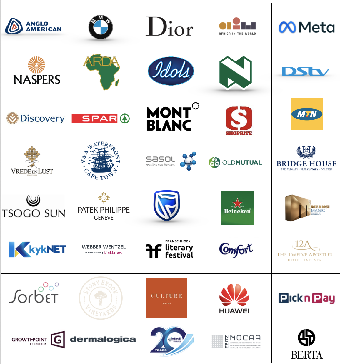 Grid of company logos including BMW and Heineken