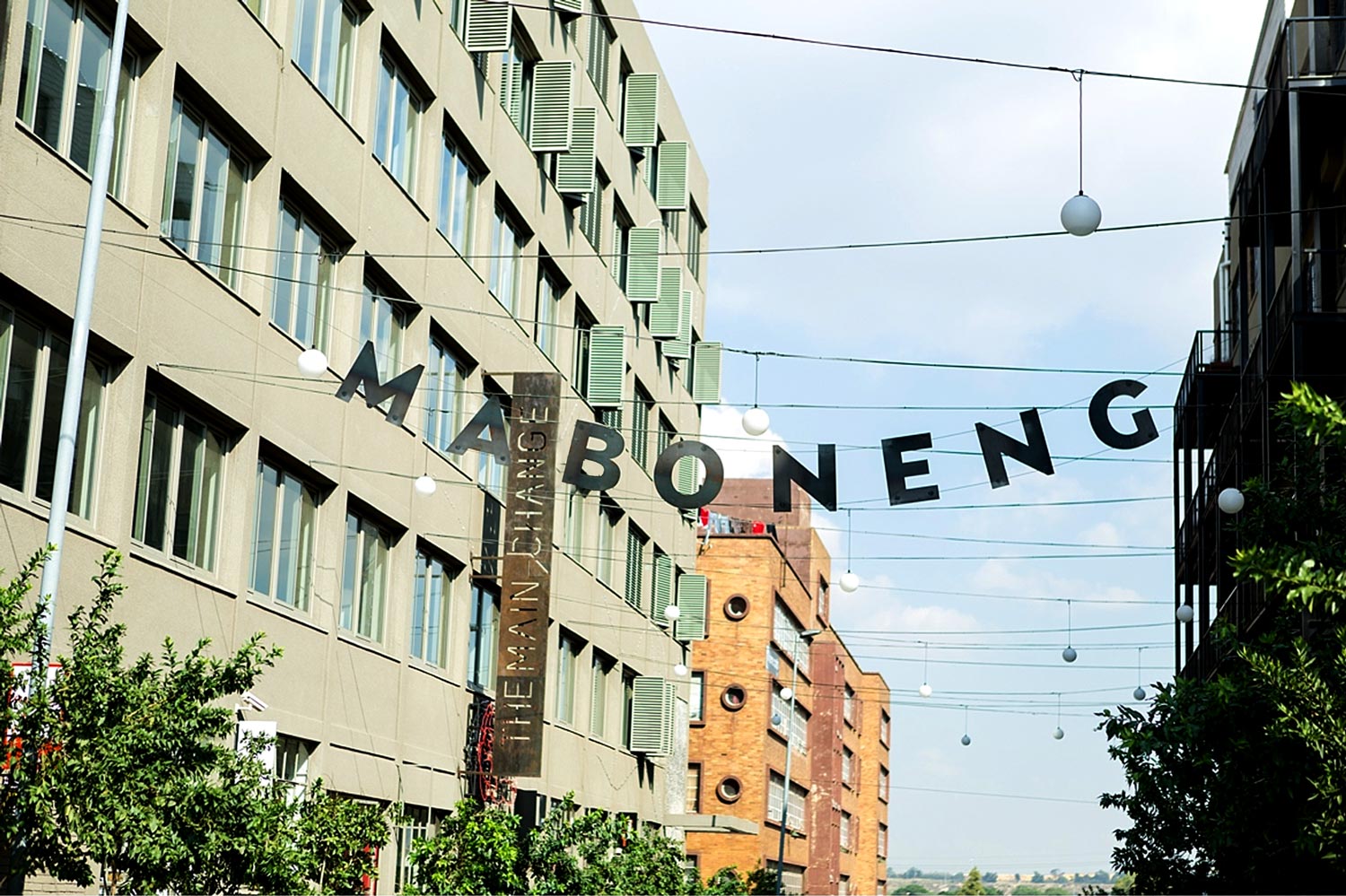 Maboneng sign displayed between buildings.