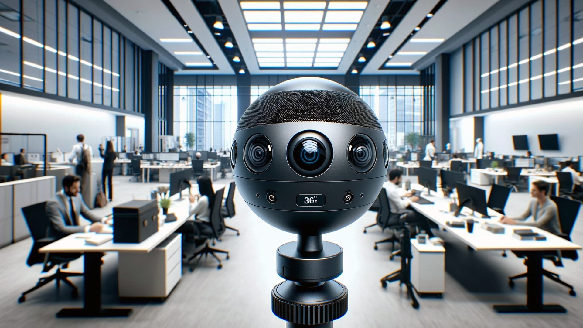 360 camera setup in a modern office environment