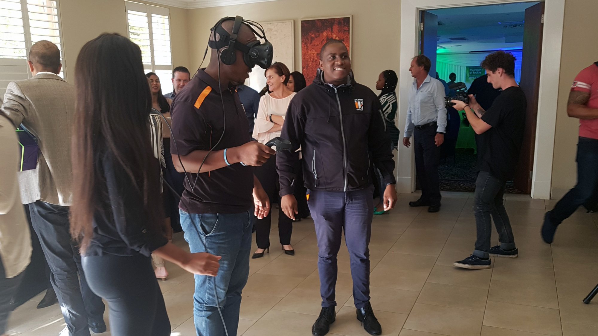 Participants engaging in virtual reality activities