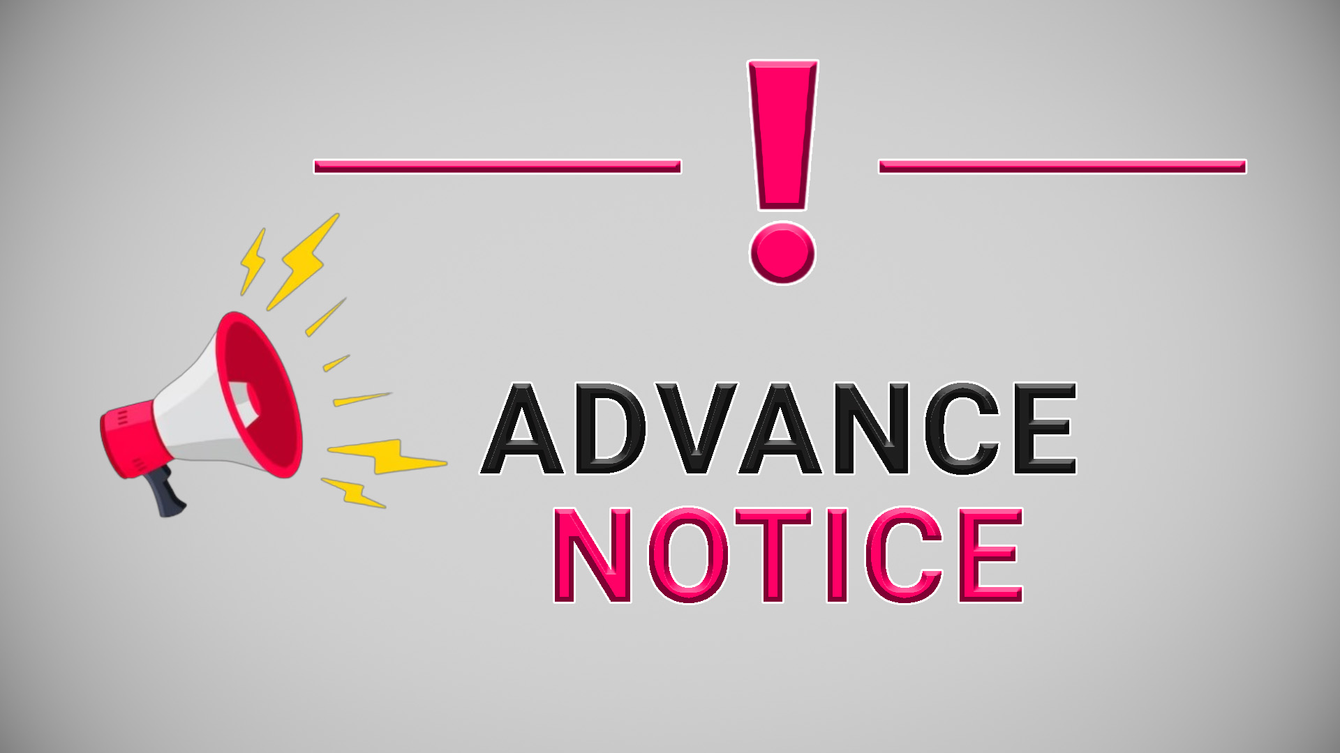 Graphic showing an advance notice with a megaphone icon.