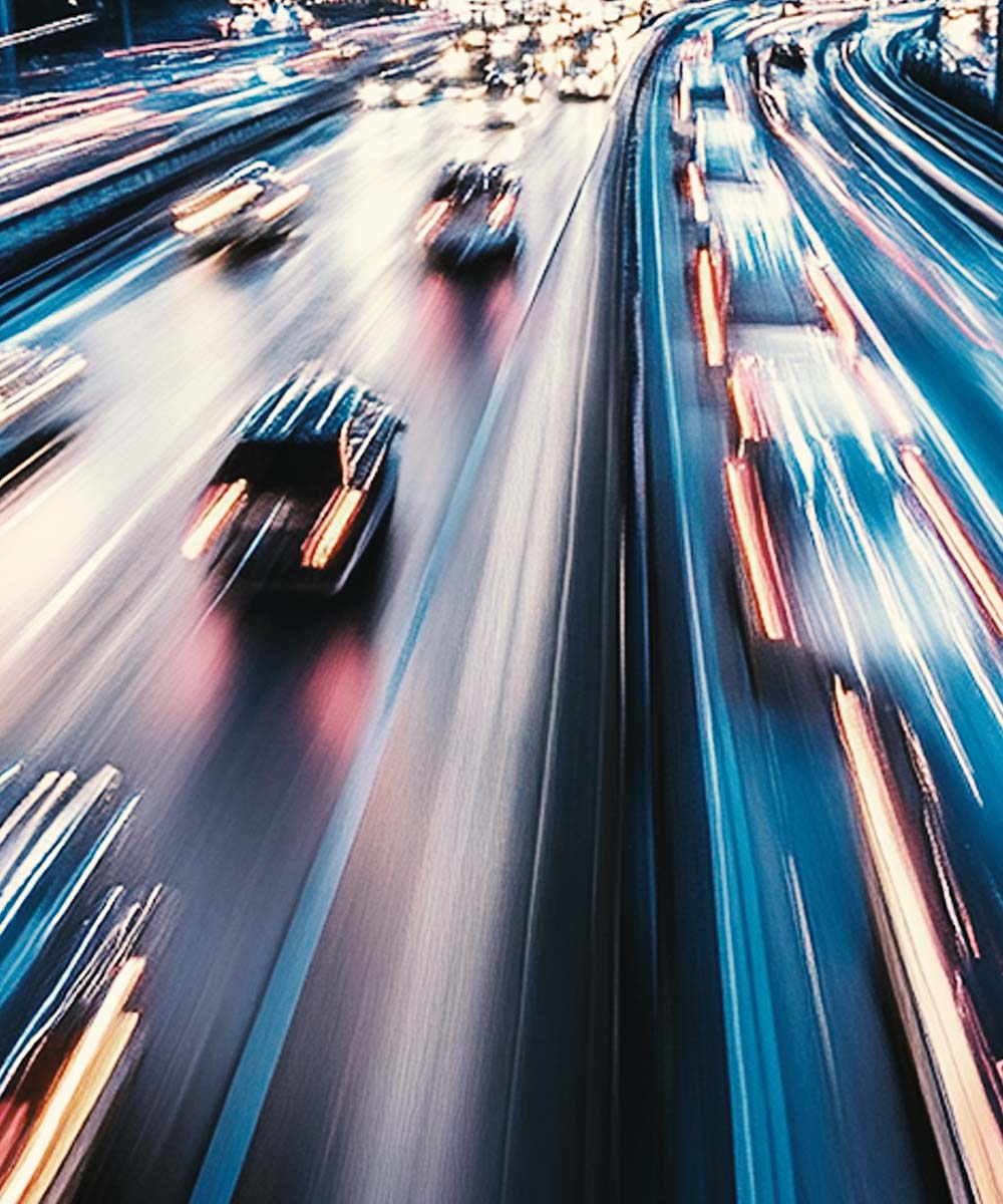 Busy highway in Pretoria with moving vehicles at night