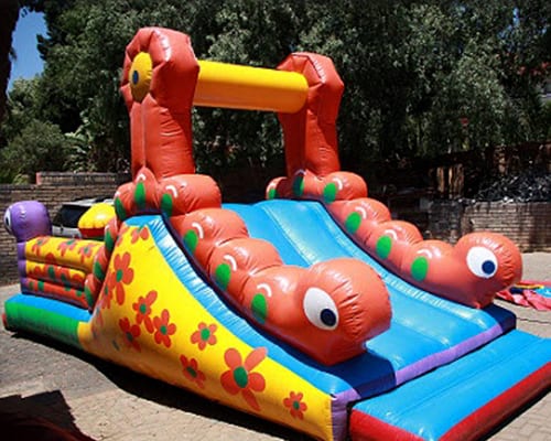 Vibrant caterpillar-themed water slide for kids
