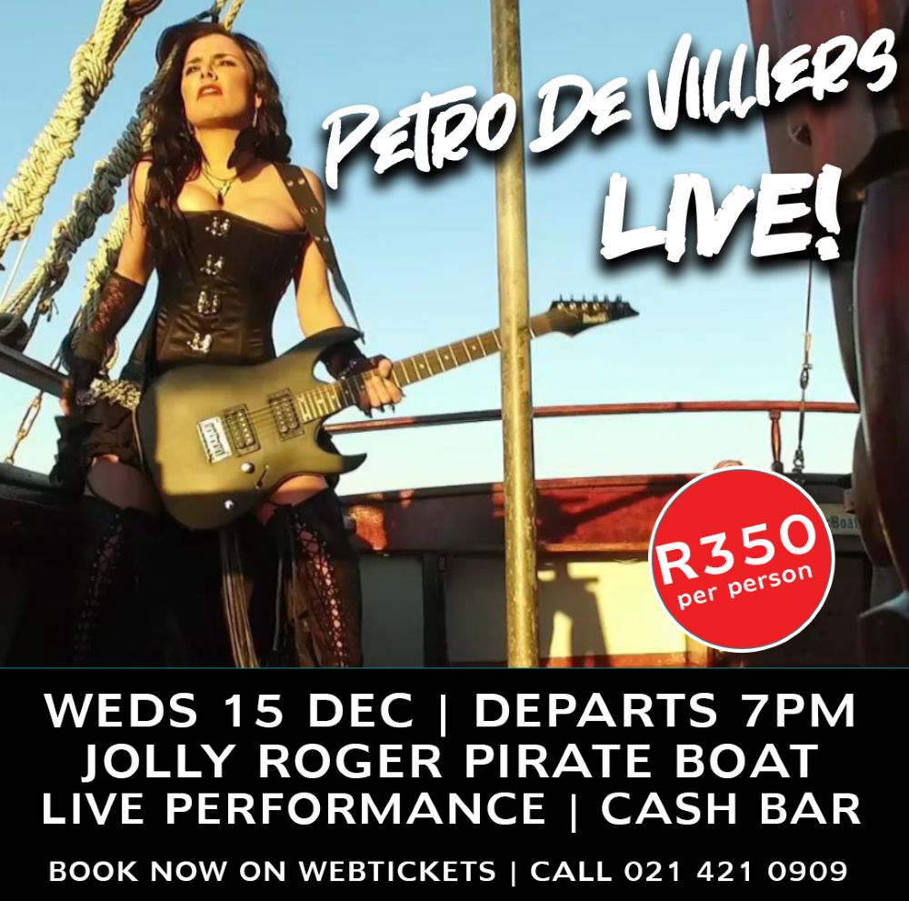 Petro de Villiers performing live on a pirate boat.