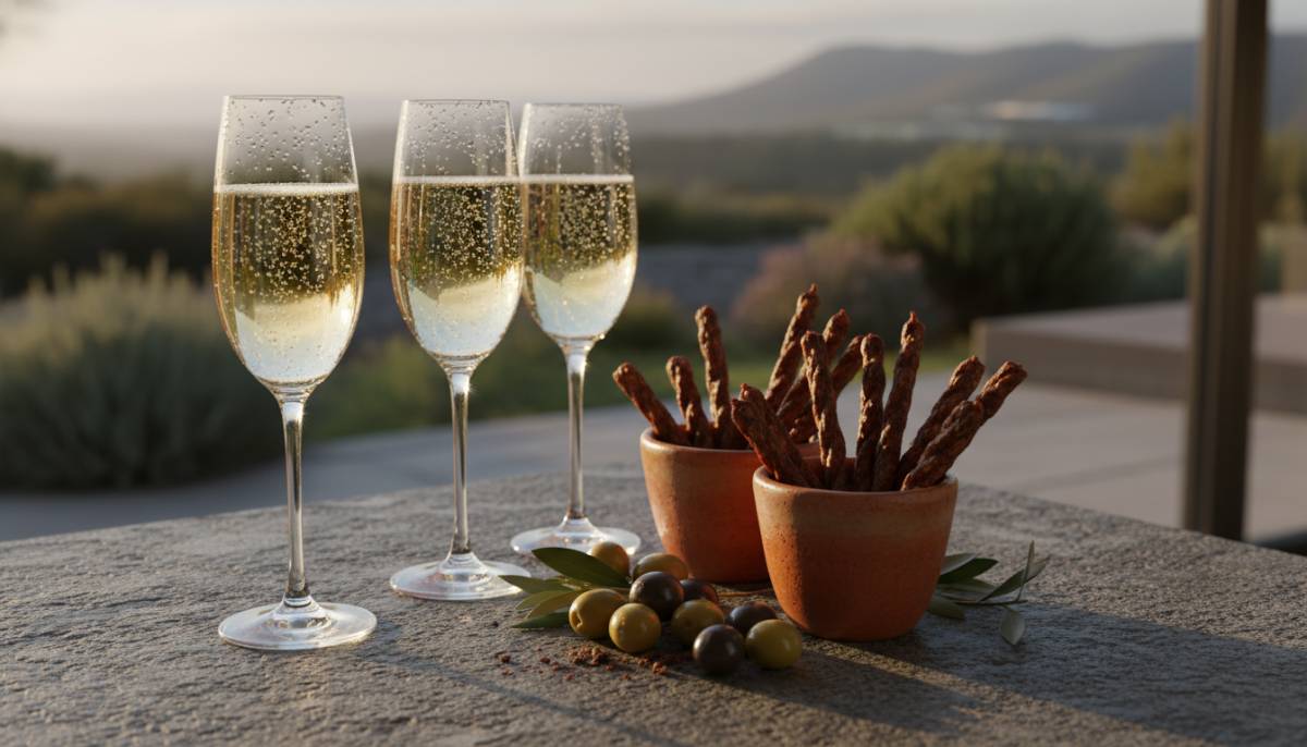 Sparkling wine with salty snacks