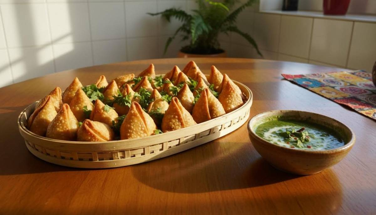 Mini samoosas with chutney