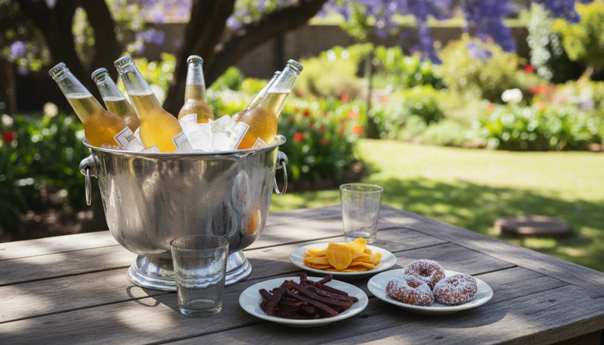 Cider bottles in ice bucket