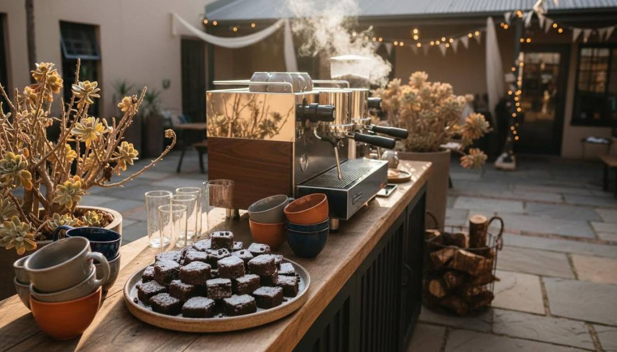 Coffee station with brownie bites