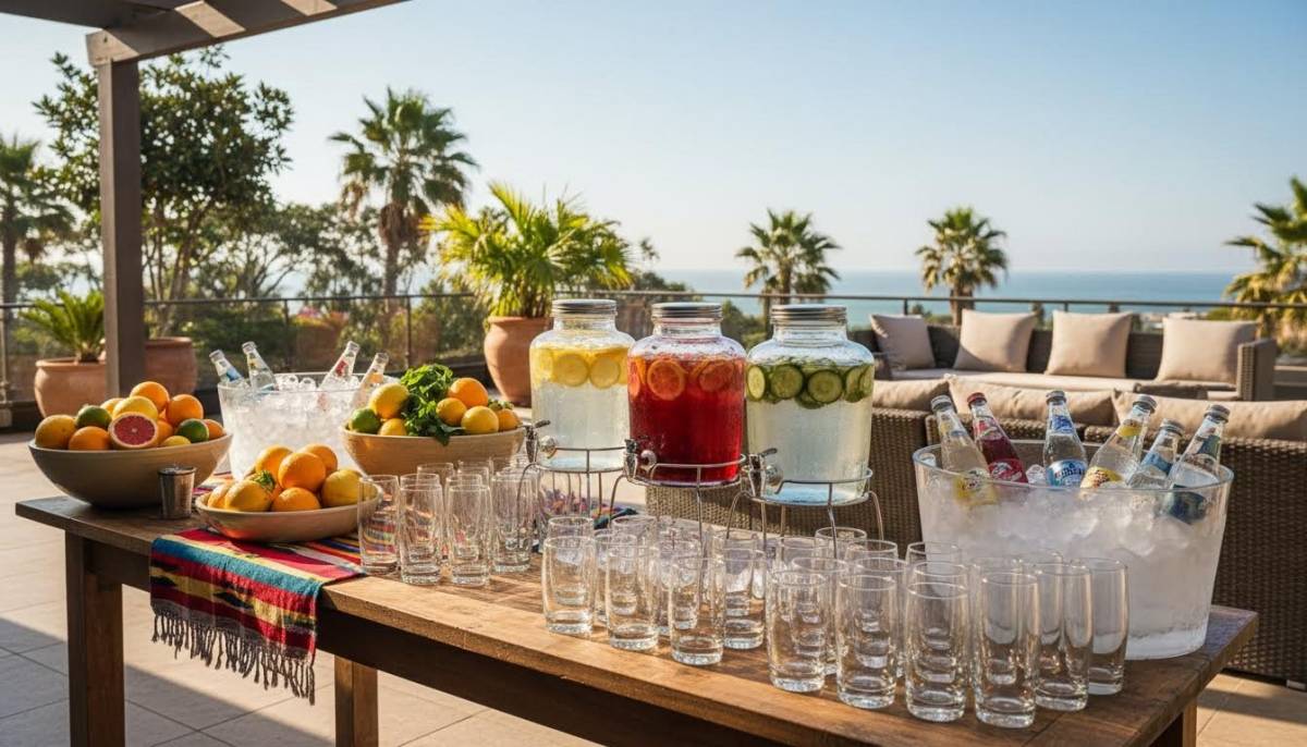 Drinks station before sunset