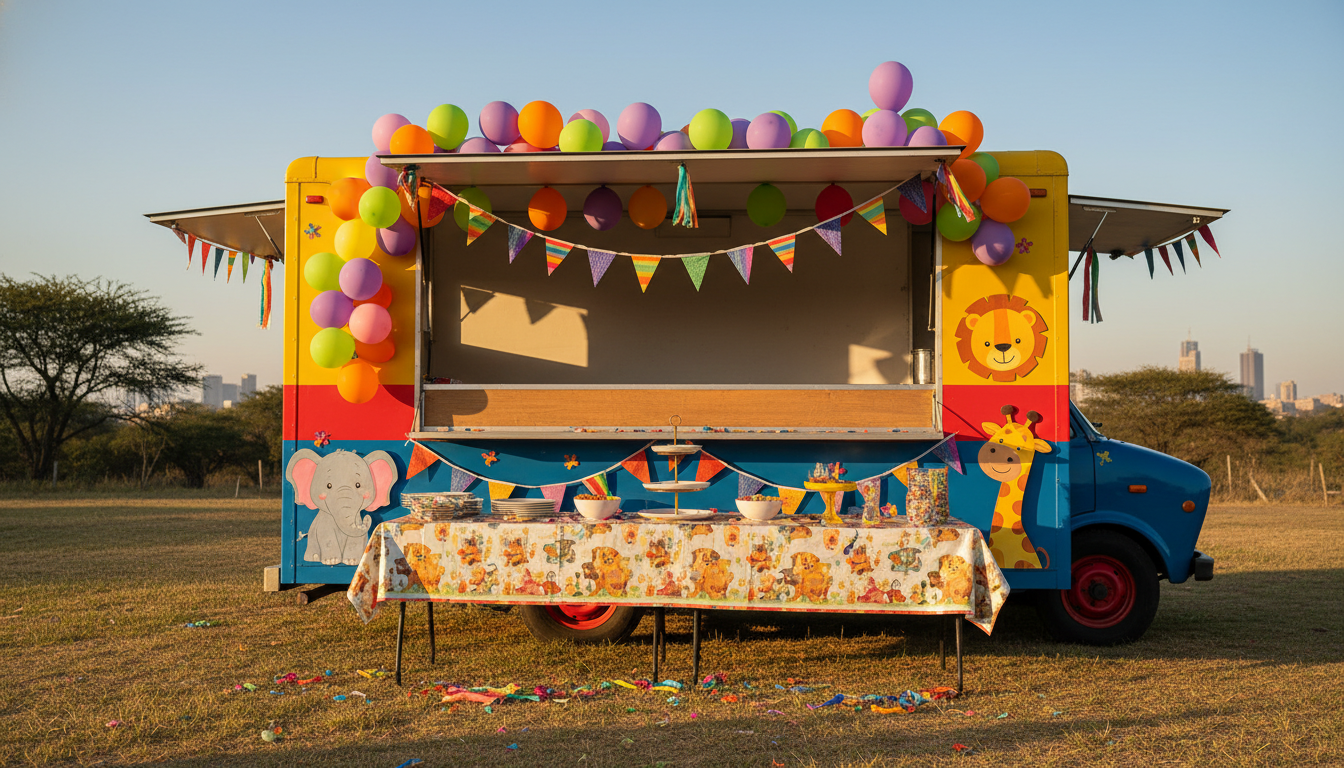 Food truck hatch ready for a birthday party