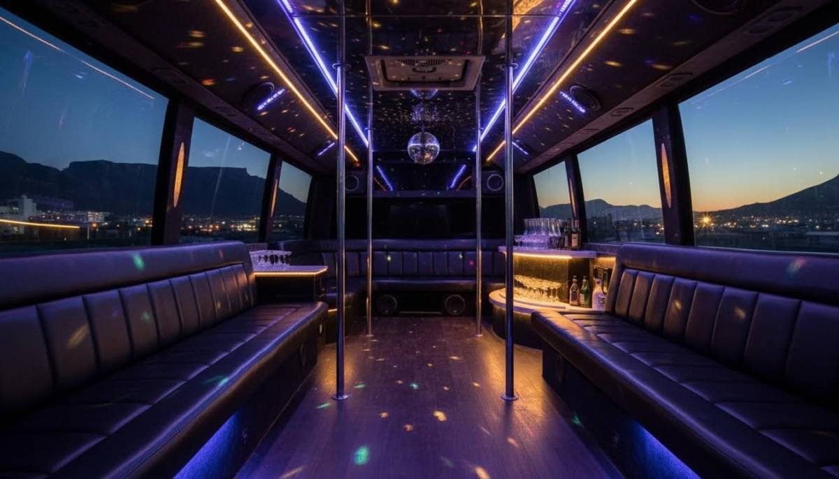 Party bus interior ready for guests