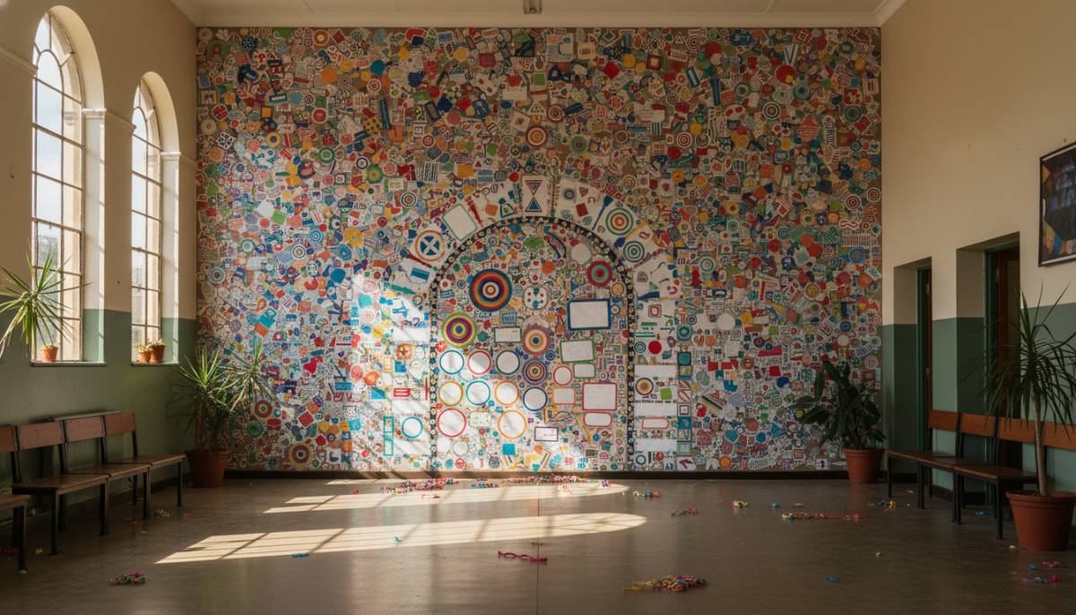 Sticker wall for mixer icebreakers