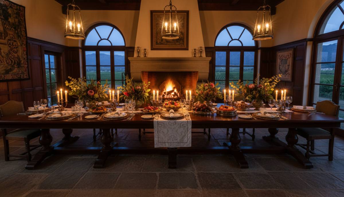 Amber lighting over an elegant dinner table