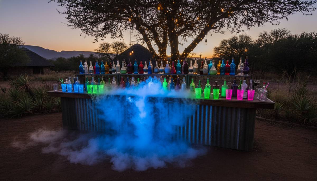 Wizard potion bar with glowing cups