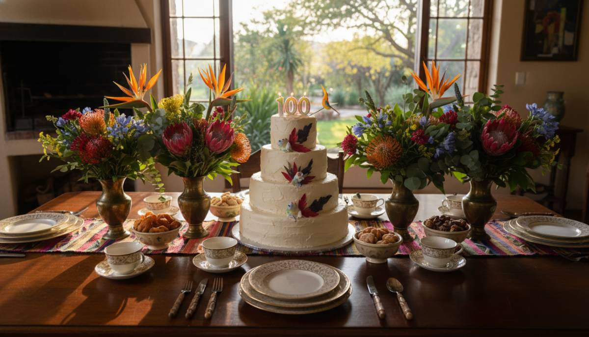 Birthday cake table set for a 100th birthday