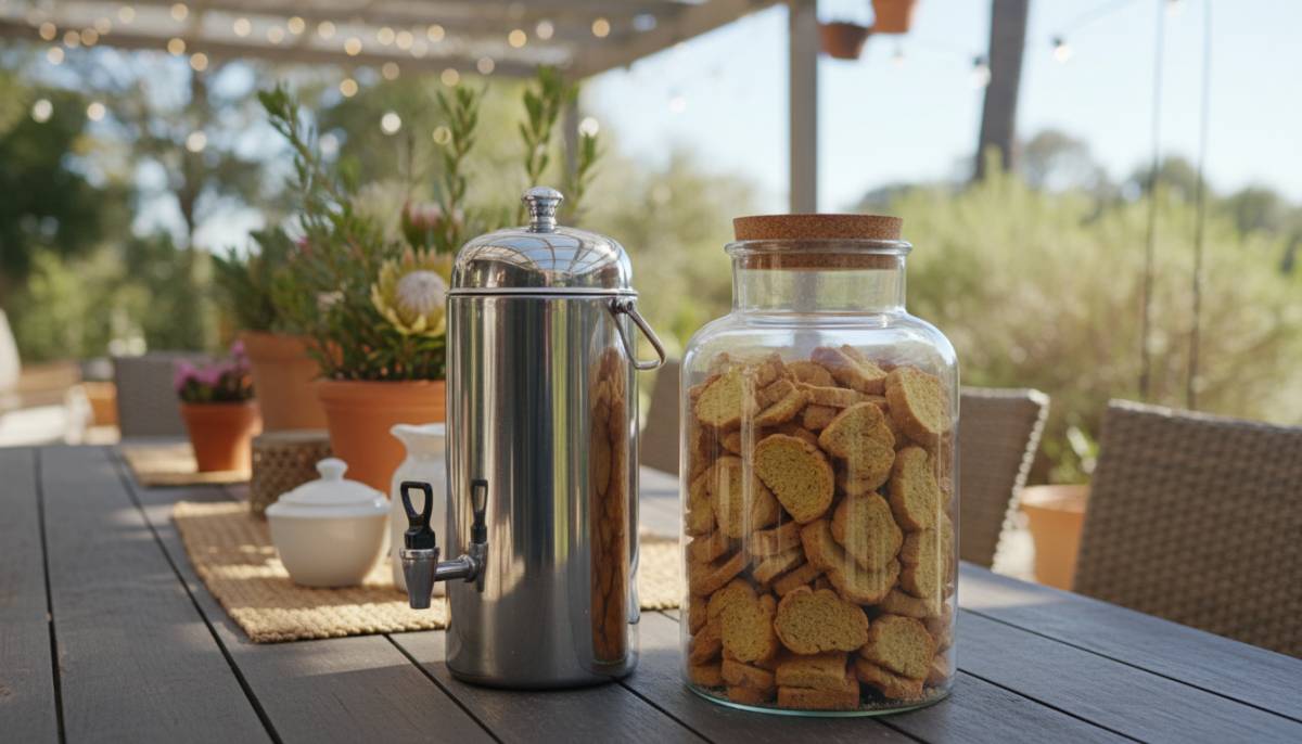 Coffee and rusks station for late bonfire guests