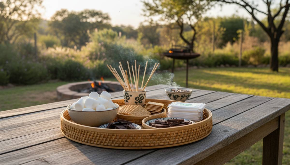 Organised s'mores tray for a bonfire
