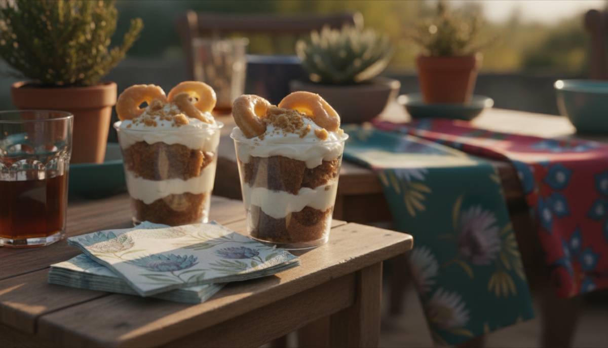 Dessert cups on a party side table