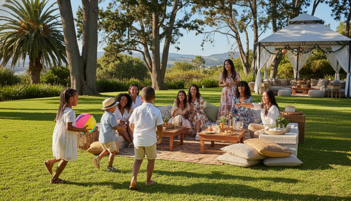 Kids playing at an outdoor holiday party