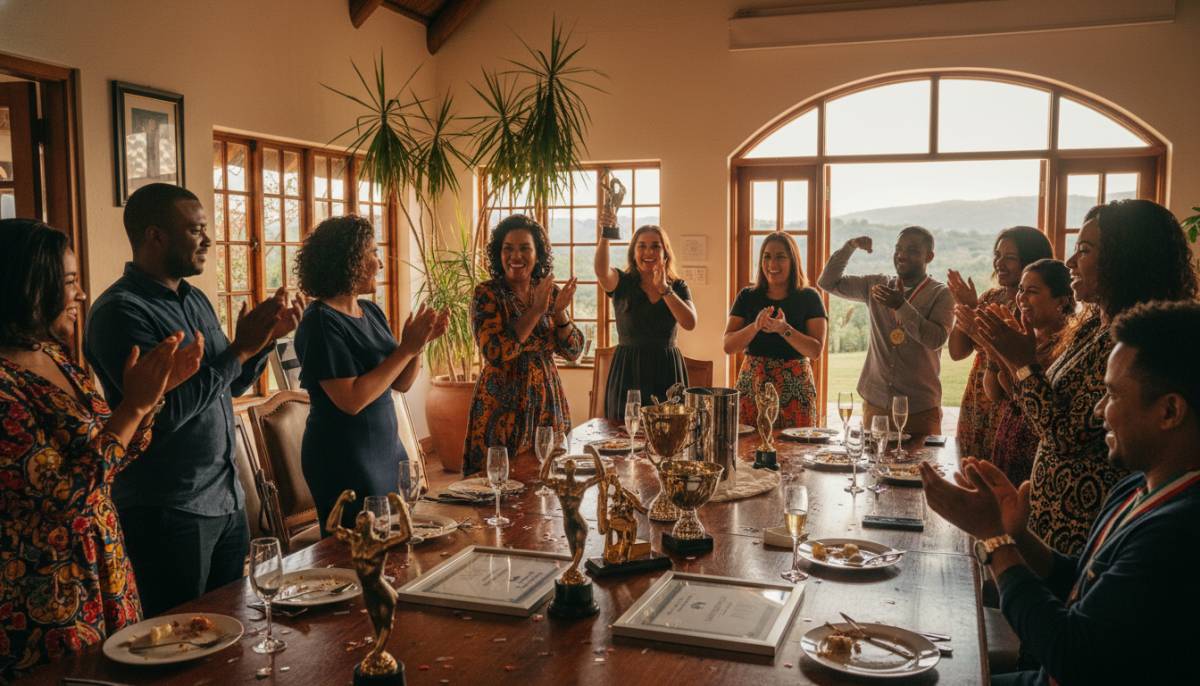 Guests clapping at a fitness transformation party