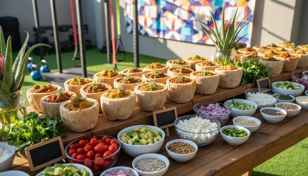 Bunny chow cups on a party buffet