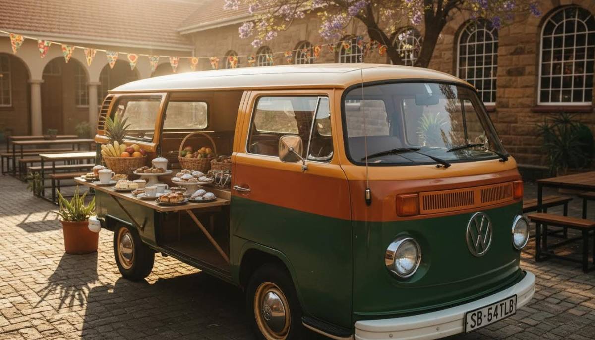 Coffee truck in a courtyard for a study break