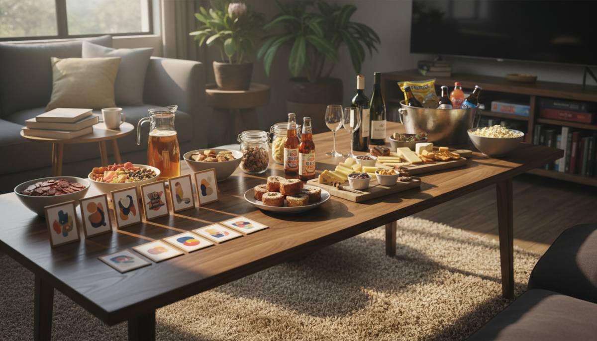 Study break party planning table with snacks