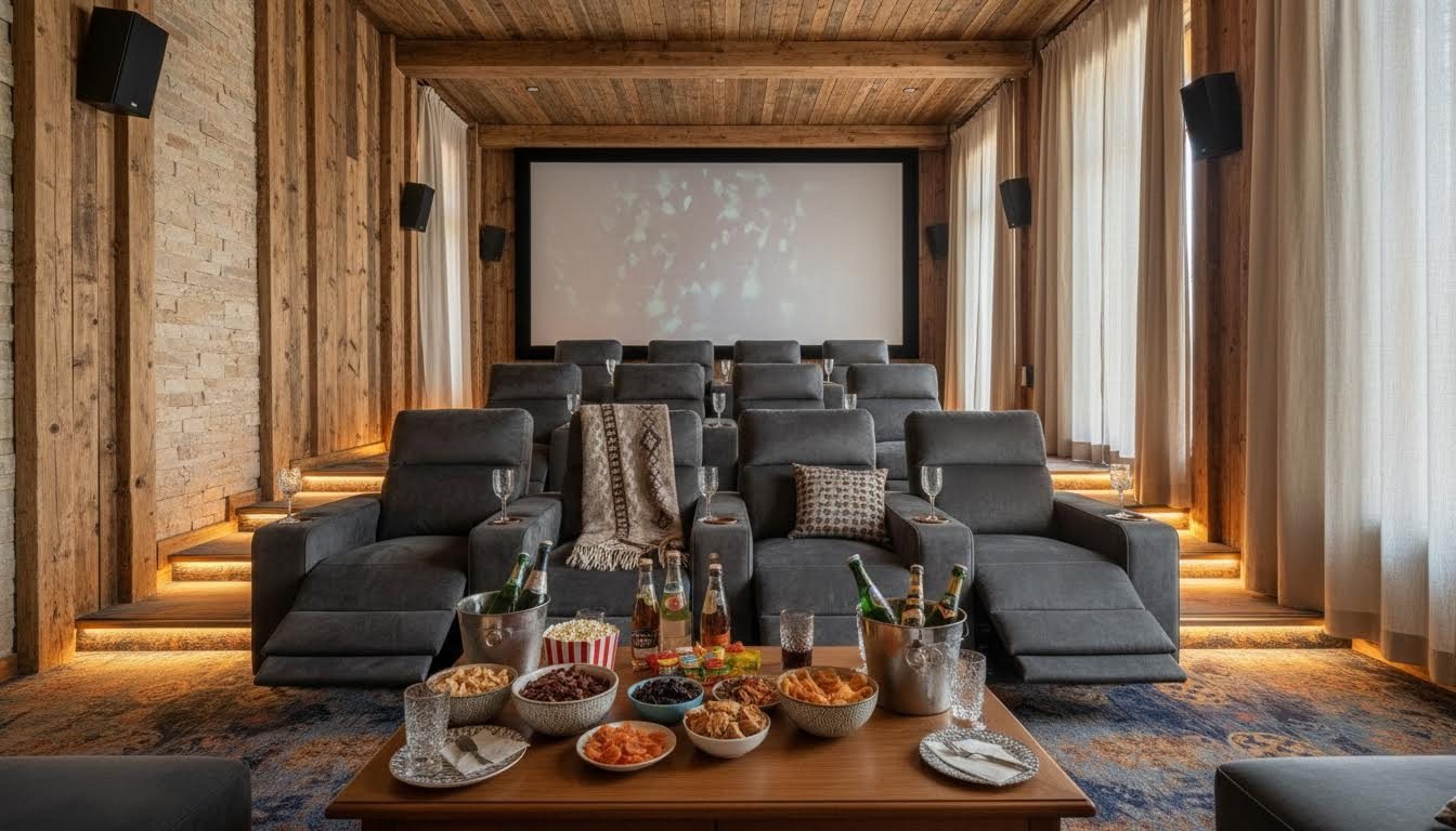 Private cinema birthday setup